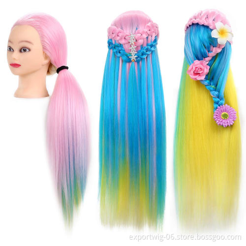 Synthetic Hair Manikin Head Female Wig Black Cosmetology   Maniquines Mannequin Head Hairdresser Training Doll Head